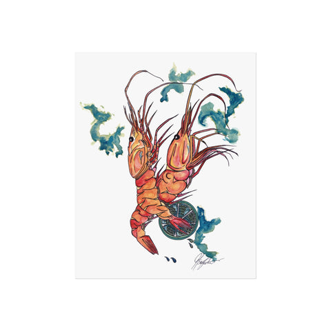 Langoustines and Limes - fine art illustration print