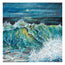Painting of a wave crashing against the shore with a dark sky and sun beaming down through the break of the wave, originally painted using oil on canvas, art print will depict the texture of the natural canvas from the original painting by hlsdesigner