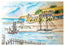 Charlestown artist study by Robert Singleton - featuring the old galleons / tall ships that port in the harbour with the village in the background. using an array of bright colour washes in a contemporary and minimalist form. Using negative space to accompany the pops of colours throughout the painting. Reproduced exclusively by HLSdesigner 