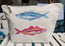this is the medium sized sardines accessory bag featuring two sardines, one pink and orange and the other is blue and green, designed and pressed by hlsdesigner onto 100% brushed cotton canvas. Sponge clean only. accessory bag