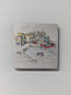 watercolour painting by R Singleton of the fishing village of Mevagissey in Cornwall. featuring washes of colour, linear pen and use of negative space throughout his work. Lovingly reproduced and hand pressed into magnets with a high gloss finish by HLSdesigner