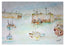 Watercolour painting of a harbour scene with several fishing boats anchored in front of large concrete breakwaters. The artwork features soft washes of light blue, beige, and muted orange, with a visible artist signature in the lower right corner. Originally painted by Robert Singleton from Cornwall and who lived in Newquay, his watercolour study of Newquay harbour captures the beauty of a stunning fishing village, the history and modern day as well as the working hour coming to an end as the boats moor up.