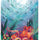 Vibrant underwater illustration featuring a large orange octopus among green seaweed and coral, with a school of small fish swimming in a swirling blue and white ocean scene. This is a fine art print by Hannah Singleton, fine artist and illustrator from Cornwall inspired by the ocean and underwater viewpoints. HLSdesigner