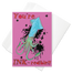 ocean pun greetings card in vivid pink with a blue and green squid with black ink forming hearts around and hand written bubble writing which reads 'you're INK-redible' designed and made by HLSdesigner
