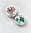 two handmade pin badges with seahorses from the seahorse trident series and two manta rays on the badge available in a set of two. handmade and designed by HLSdesigner