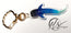 Whale Shark-shaped keychain with gold clasp on a white background, featuring the 'HLS Designer' logo. Coastal inspired art and home decor