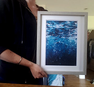 cool blue abstract art print, under ocean art, under the sea, diving, surf art, abstract home decor art by HLSdesigner