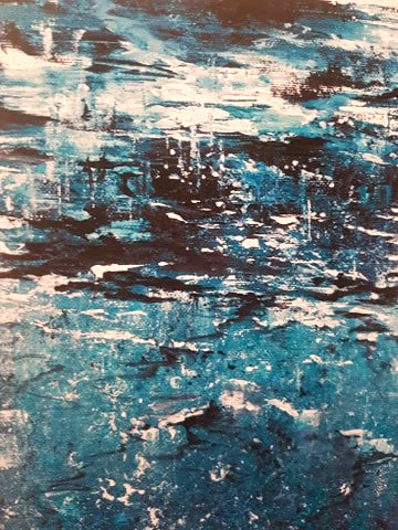 cool blue abstract art print, under ocean art, under the sea, diving, surf art, abstract home decor art by HLSdesigner